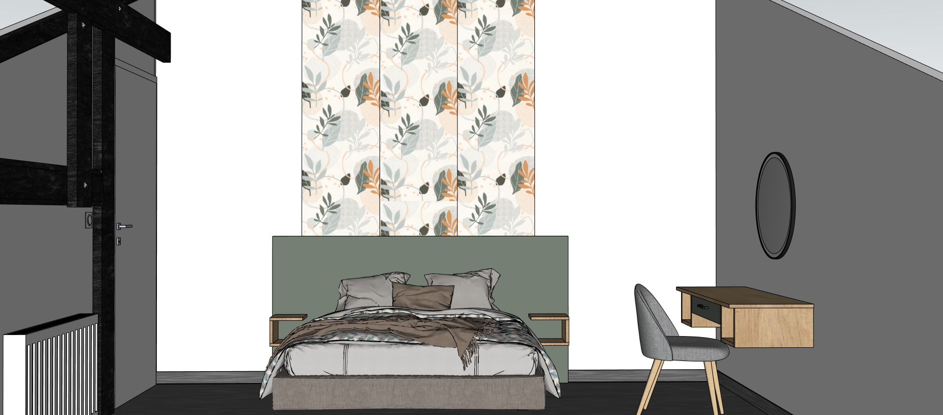 Modélisation SketchUp d'une chambre sur mesure